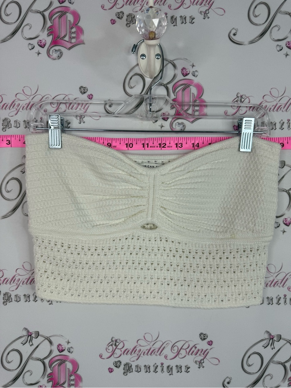 American Eagle Outfitters top strapless Cream Crochet Bandeau Tube Top